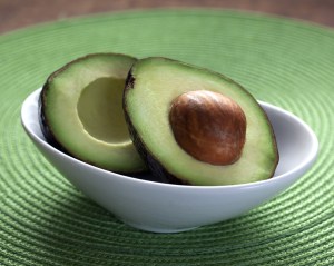 An avocado cut in half